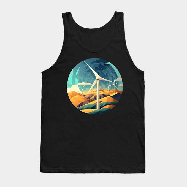 Wind Turbine Park Green Energy Tank Top by UnrealArtDude